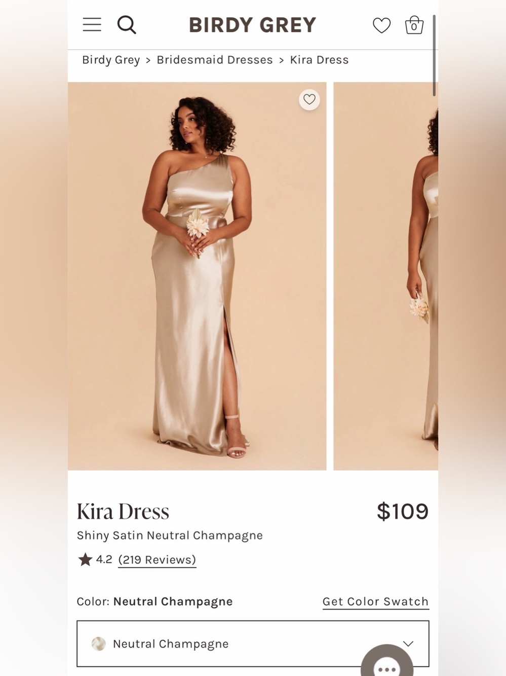 Birdy Grey Champagne Kira Shiny Satin Gown